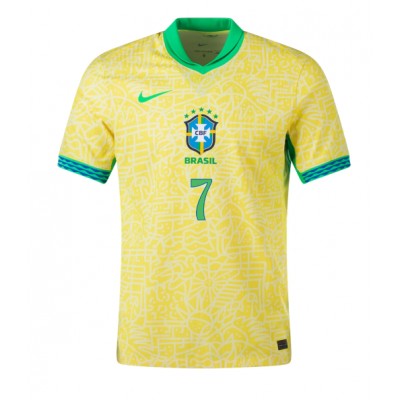 Fotbalové Dres Brazílie Vinicius Junior #7 Domácí Copa America 2024 Krátký Rukáv Fotbalové Dres Brazílie Vinicius Junior #7 Domácí Copa America 2024 Krátký Rukáv